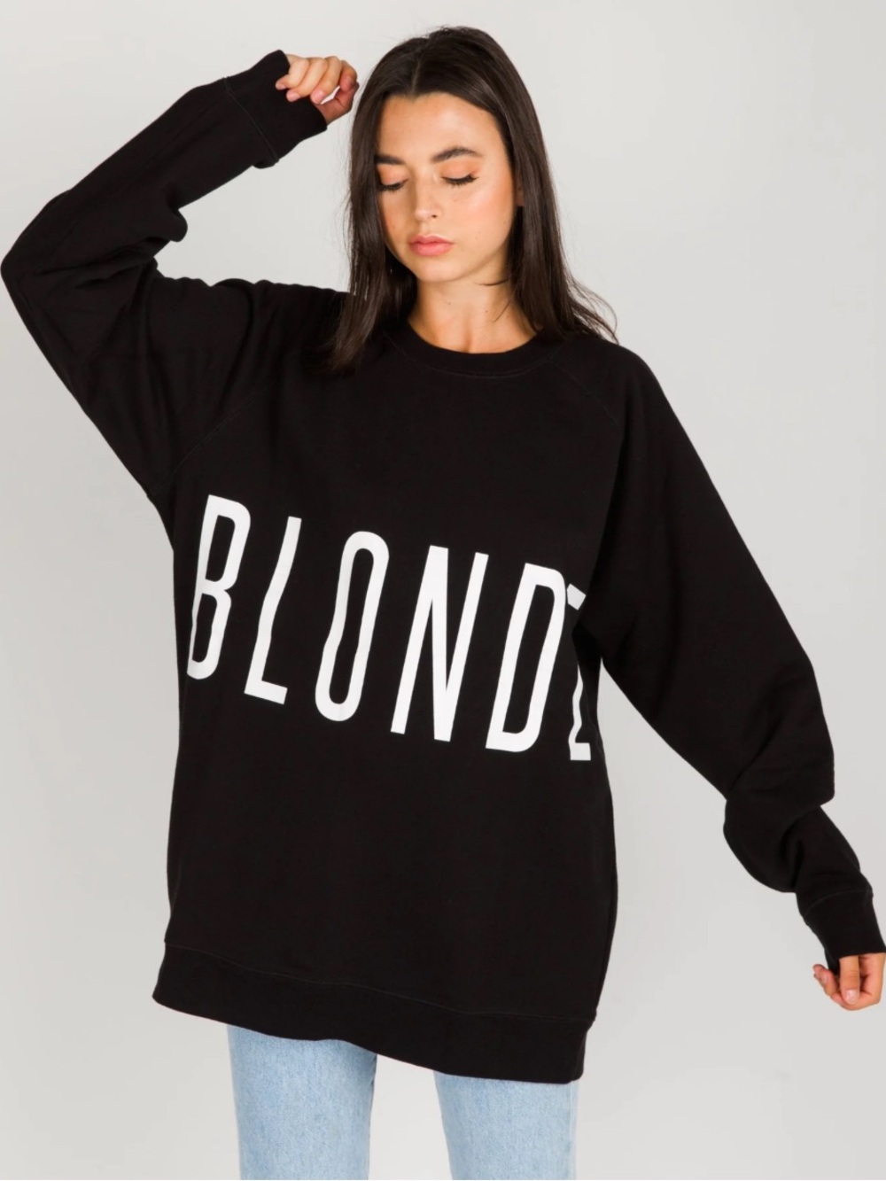 BRUNETTE the Label Sweatshirt Big Sister Crew Neck Oversized Sweatshirt Blonde.